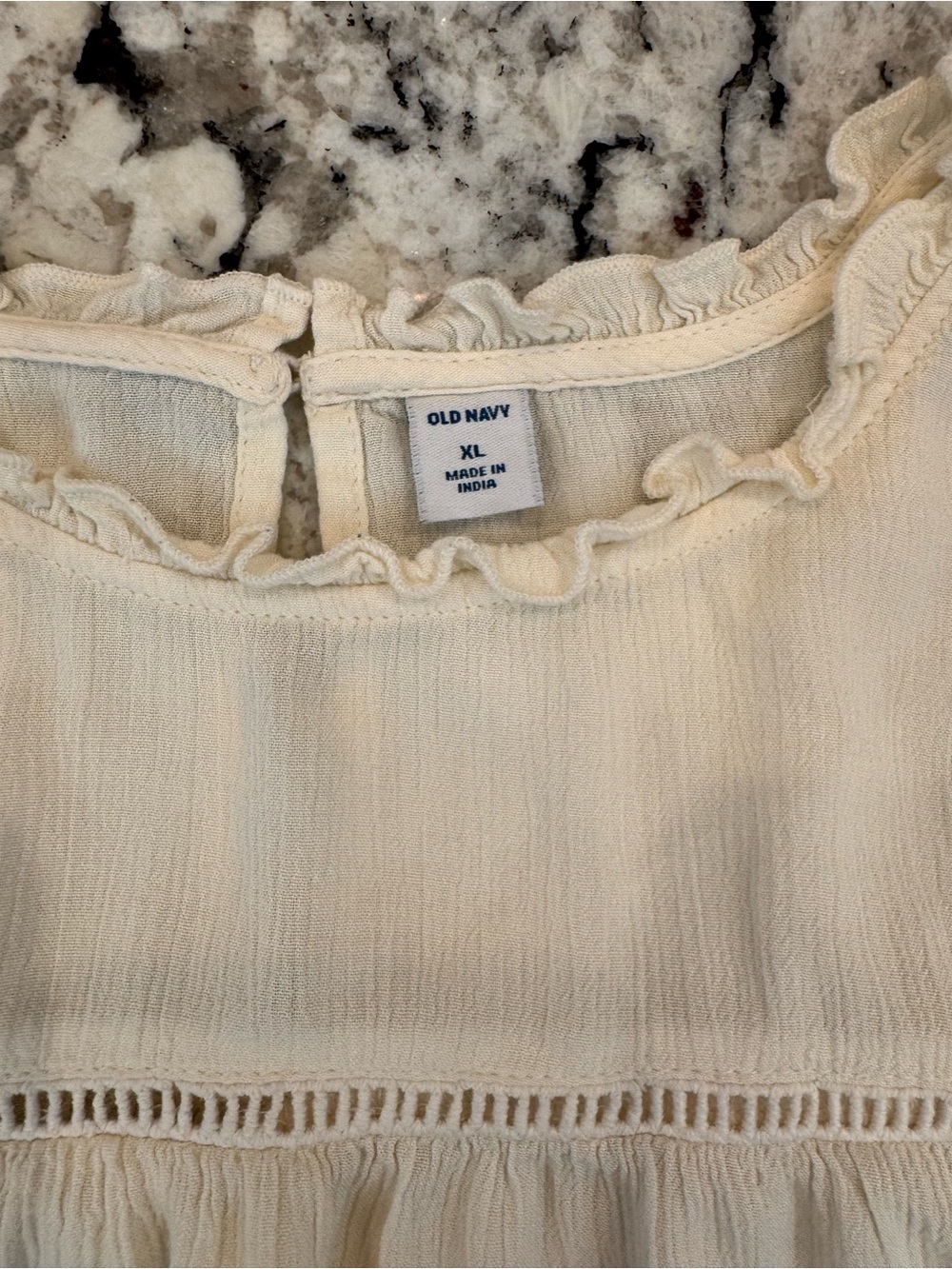 Old Navy Cream Boho Peasant Blouse XL Bell Sleeve Cottagecore Top - Picture 4 of 10